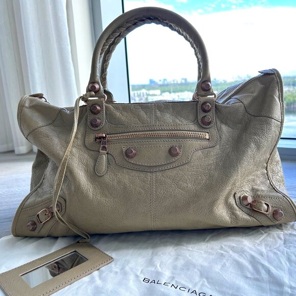 BALENCIAGA LE CITY LARGE BEIGE HANDBAG - Picture 1 of 13